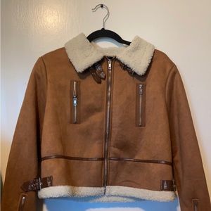 Faux Suede and Sherpa Jacket